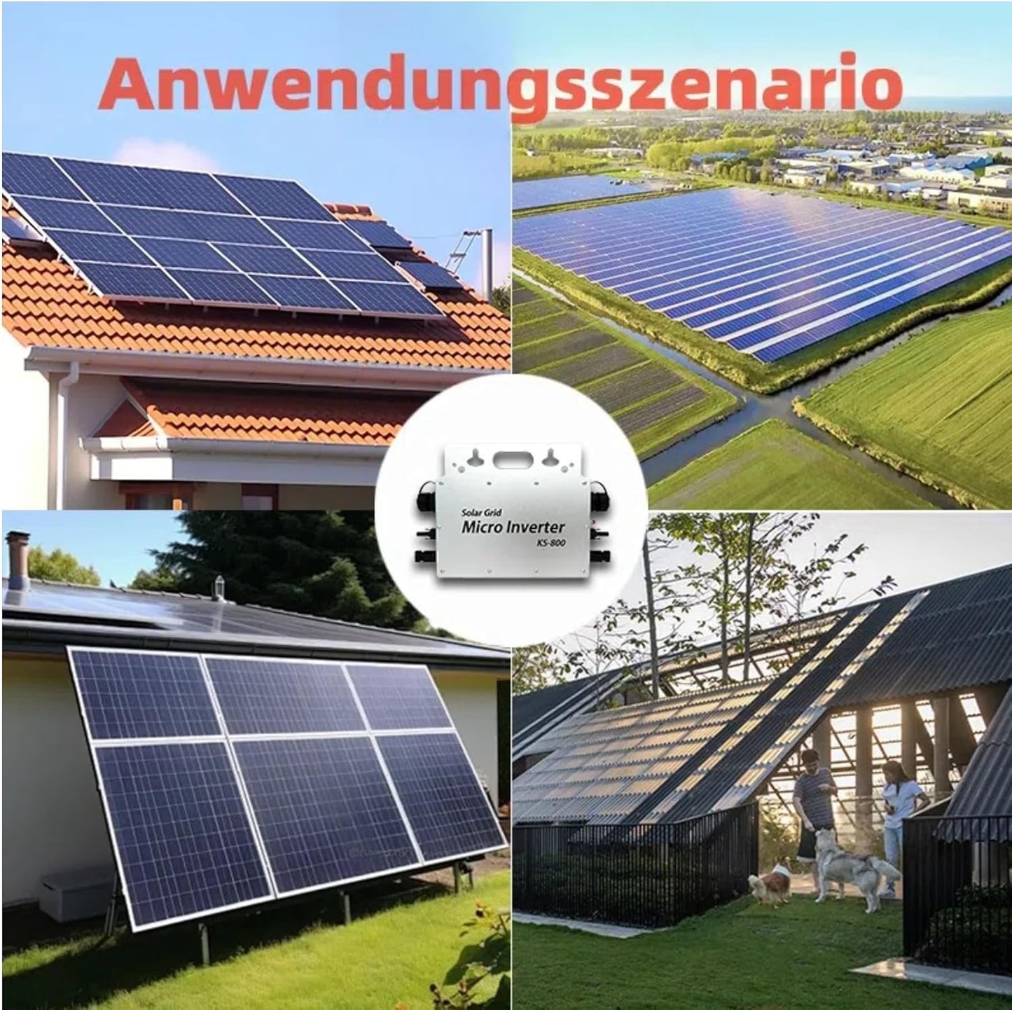 800W Micro Wechselrichter Solar Grid Tie mit AC Datenüberwachung Display