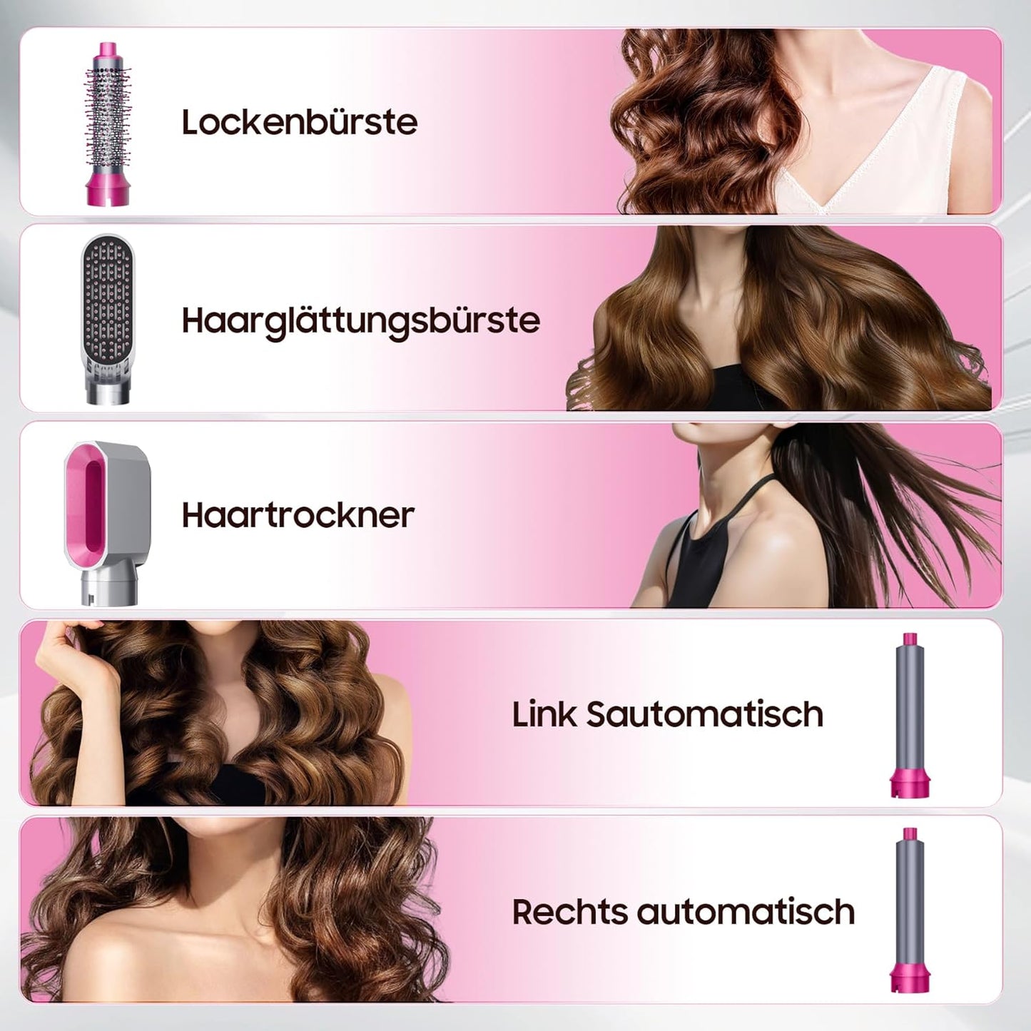 Swetfela Hair Styler Set, Airstyler 5 In 1 Mit Rundbürstenföhn Haarstyler