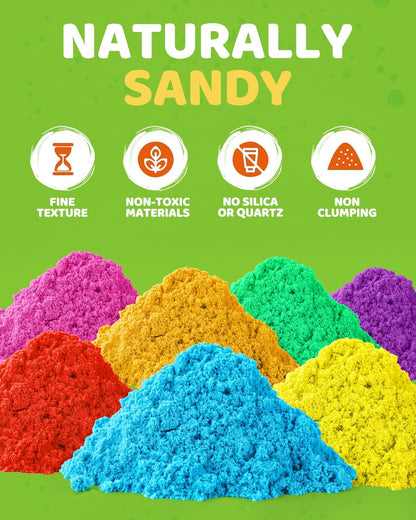 Play Sand mit Sensory Bin Spielzeug für Kinder 8 lb von 7 farbigen Bulk Magic Sand mit Sandkasten