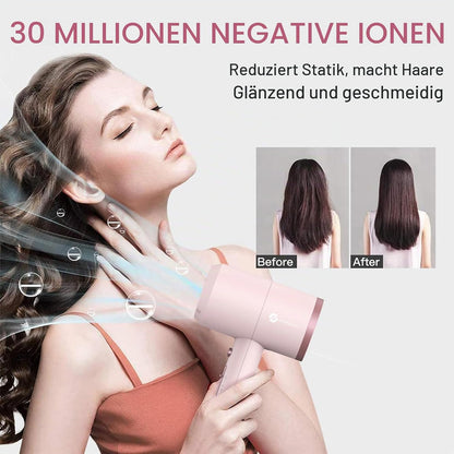 Slopehill Ionen Haartrockner 1800W AC Motor Föhn Schnelltrocknen Fön Diffusor & Stylingdüse Rosa