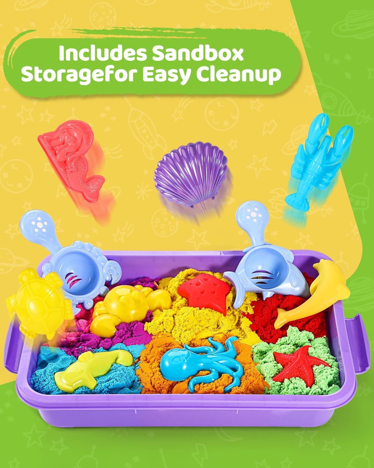 Play Sand mit Sensory Bin Spielzeug für Kinder 8 lb von 7 farbigen Bulk Magic Sand mit Sandkasten