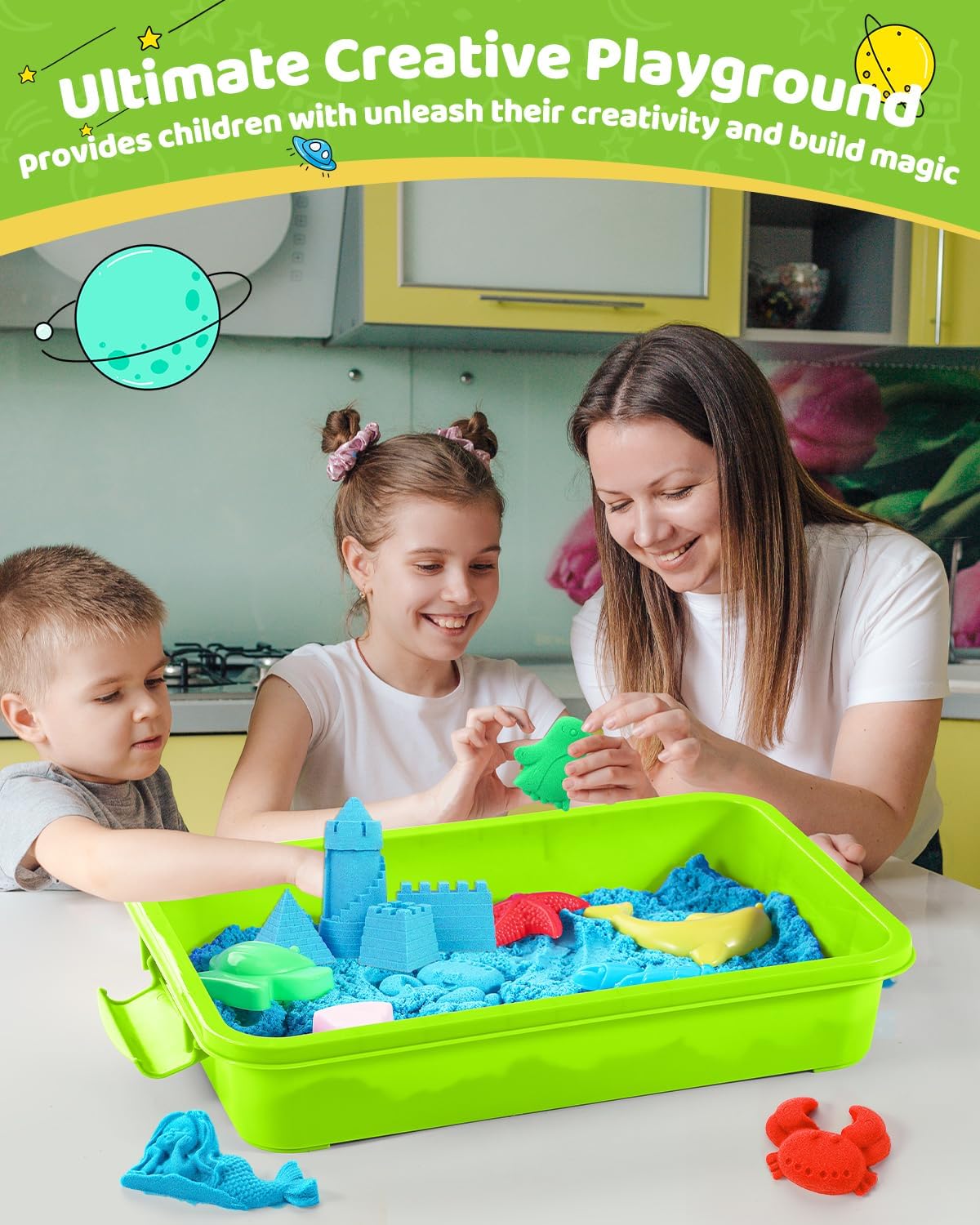 Play Sand mit Sensory Bin Spielzeug für Kinder 8 lb von 7 farbigen Bulk Magic Sand mit Sandkasten