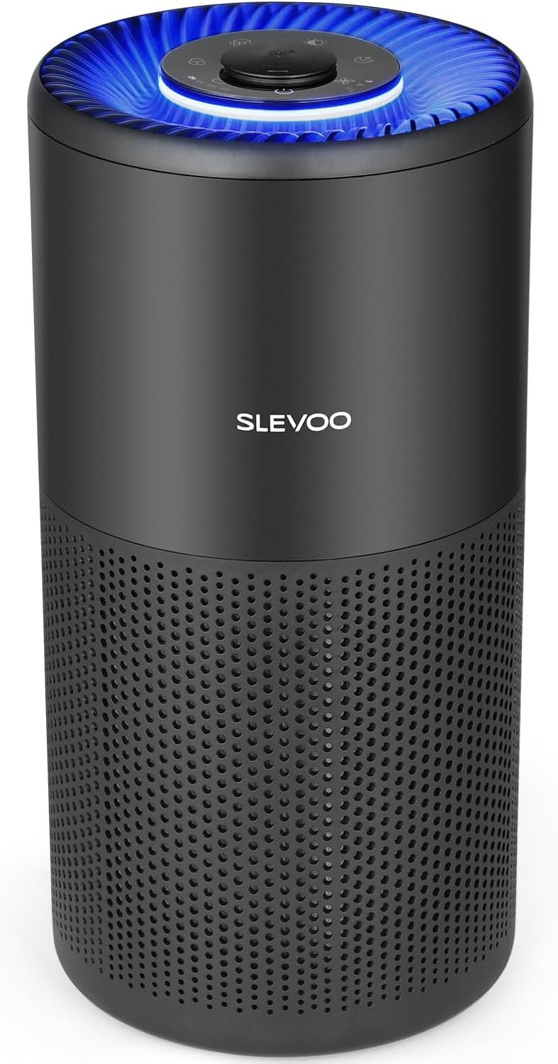 Slevoo Luftreiniger Schlafzimmer mit H13 HEPA Filter, Air Purifier für Räume bis 102 m² Schwarz