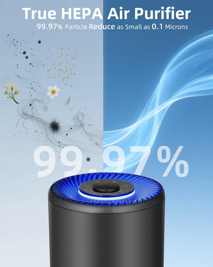 Slevoo Luftreiniger Schlafzimmer mit H13 HEPA Filter, Air Purifier für Räume bis 102 m² Schwarz