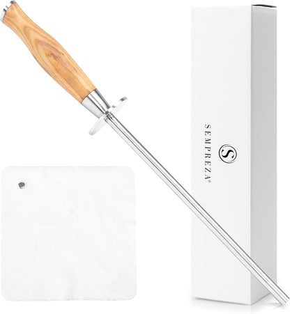 SEMPREZA® Wetzstahl für Messer Schleifen Premium Messerschleifer, Olive