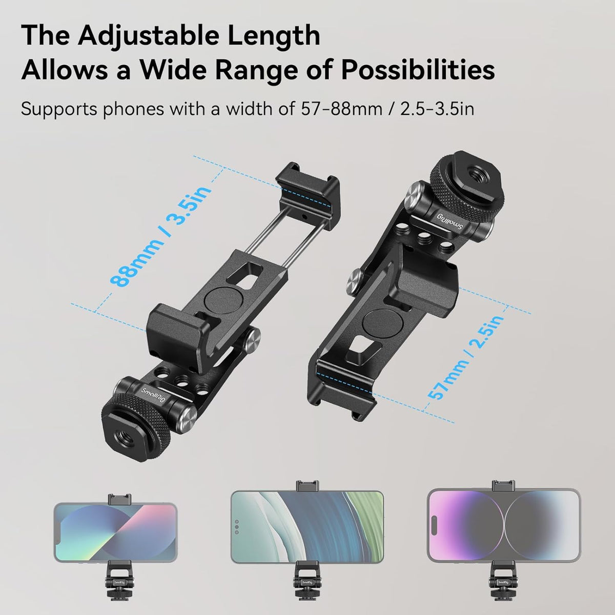 SMALLRIG Universelle Metal Phone Support mit Blitzschuh, für iPhone /Samsung 4382 
