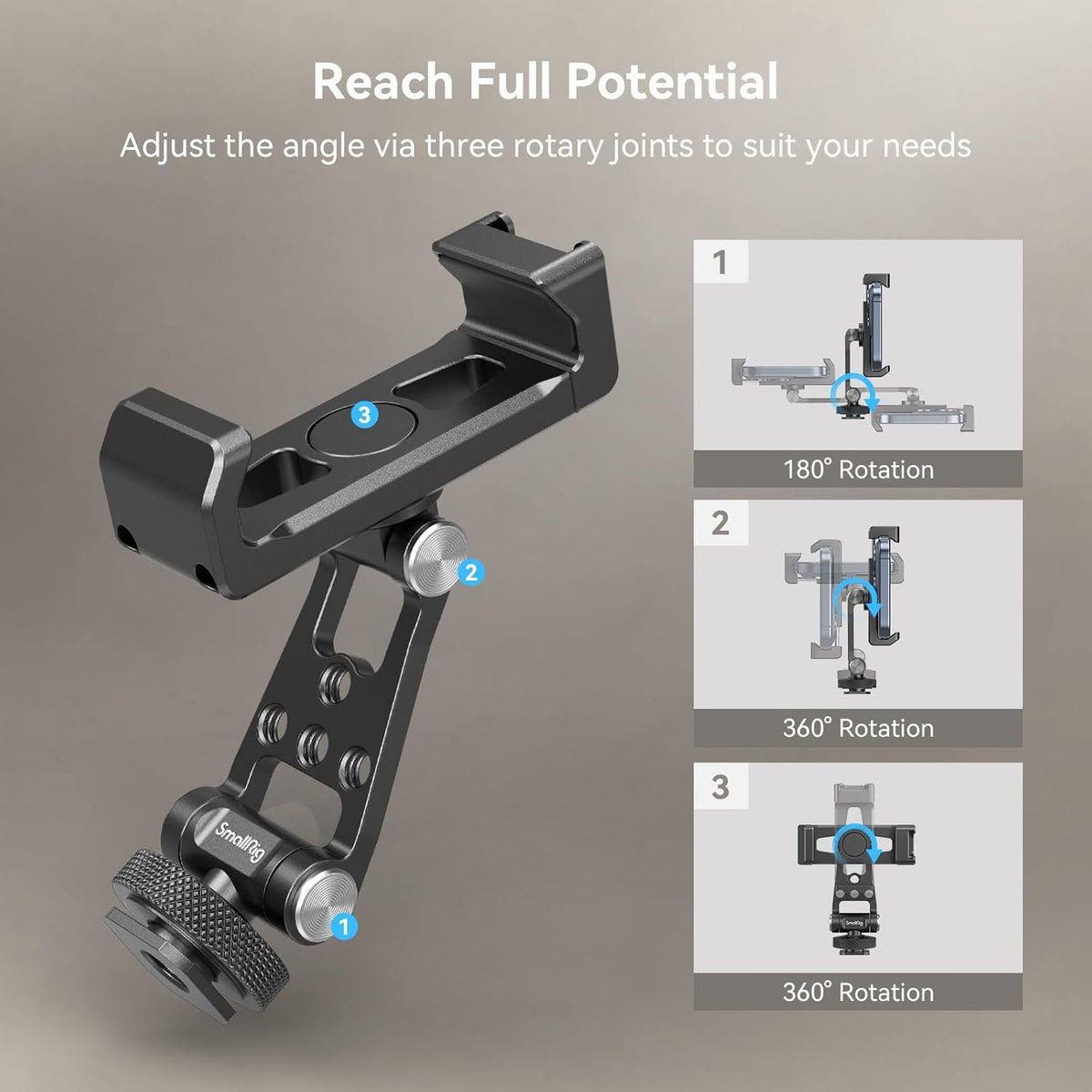 SMALLRIG Universelle Metal Phone Support mit Blitzschuh, für iPhone /Samsung 4382 