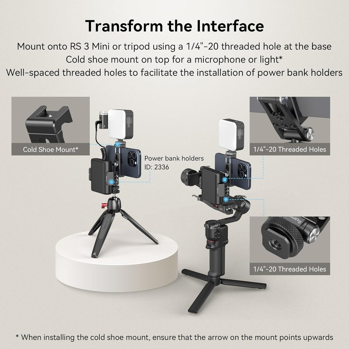 SMALLRIG Universelle Metal Phone Support mit Blitzschuh, für iPhone /Samsung 4382 