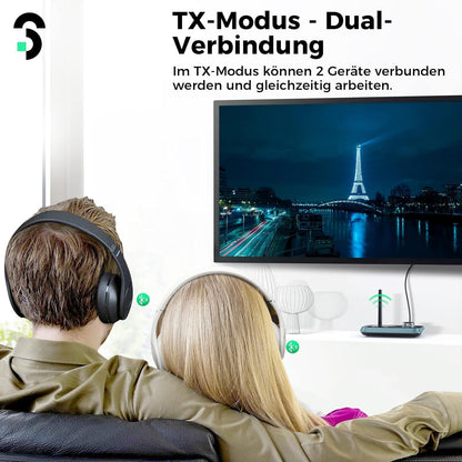 SOOMFON 3-in-1 Bluetooth 5.0 Sender Empfänger für 2 Kopfhörer, Bluetooth Adapter Audio
