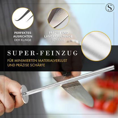 SEMPREZA® Wetzstahl für Messer Schleifen Premium Messerschleifer, Olive