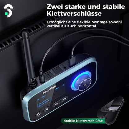 SOOMFON 3-in-1 Bluetooth 5.0 Sender Empfänger für 2 Kopfhörer, Bluetooth Adapter Audio