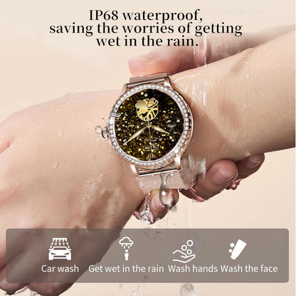 Fitonus NX19 Smartwatch für Damen, Bluetooth-Sport-Smartwatch mit 1,3 Zoll HD-Farb-Touchscreen (Rosegold)