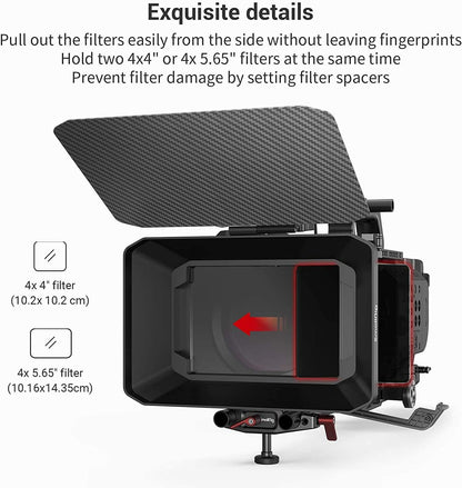 SMALLRIG Light Matte Box pour appareils photo reflex numériques sans miroir, compatible avec les objectifs 67 mm/72 mm/77 mm/82 mm/114 mm – 2660