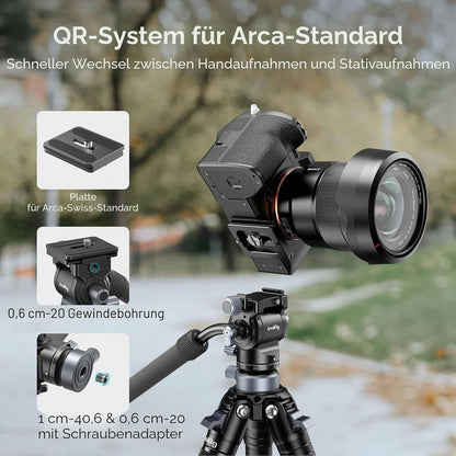 SMALLRIG Stativ Fluid Videokopf Video Head Mount Plate CH20 mit Schnellwechselplatte