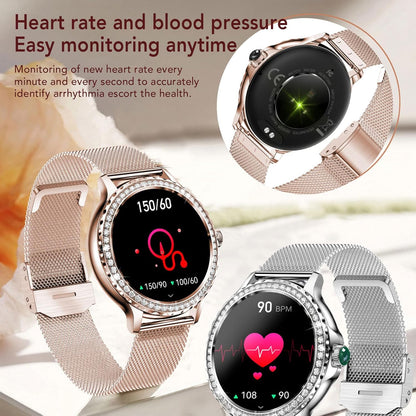 Fitonus NX19 Smartwatch für Damen, Bluetooth-Sport-Smartwatch mit 1,3 Zoll HD-Farb-Touchscreen (Rosegold)