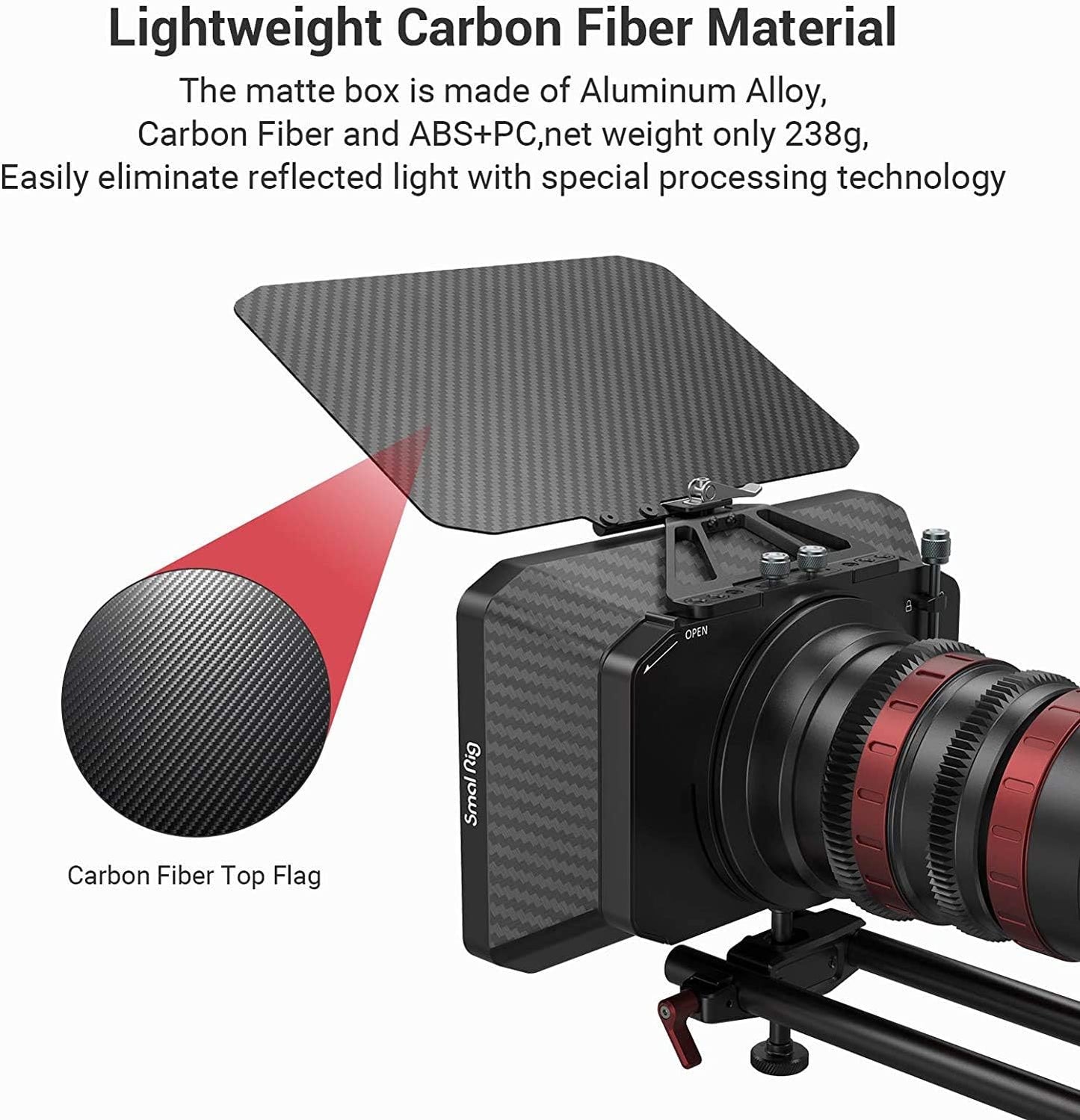 SMALLRIG Light Matte Box pour appareils photo reflex numériques sans miroir, compatible avec les objectifs 67 mm/72 mm/77 mm/82 mm/114 mm – 2660