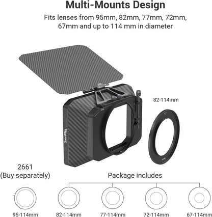 SMALLRIG Light Matte Box pour appareils photo reflex numériques sans miroir, compatible avec les objectifs 67 mm/72 mm/77 mm/82 mm/114 mm – 2660