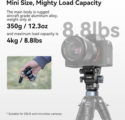 SMALLRIG Stativ Fluid Videokopf Video Head Mount Plate CH20 mit Schnellwechselplatte