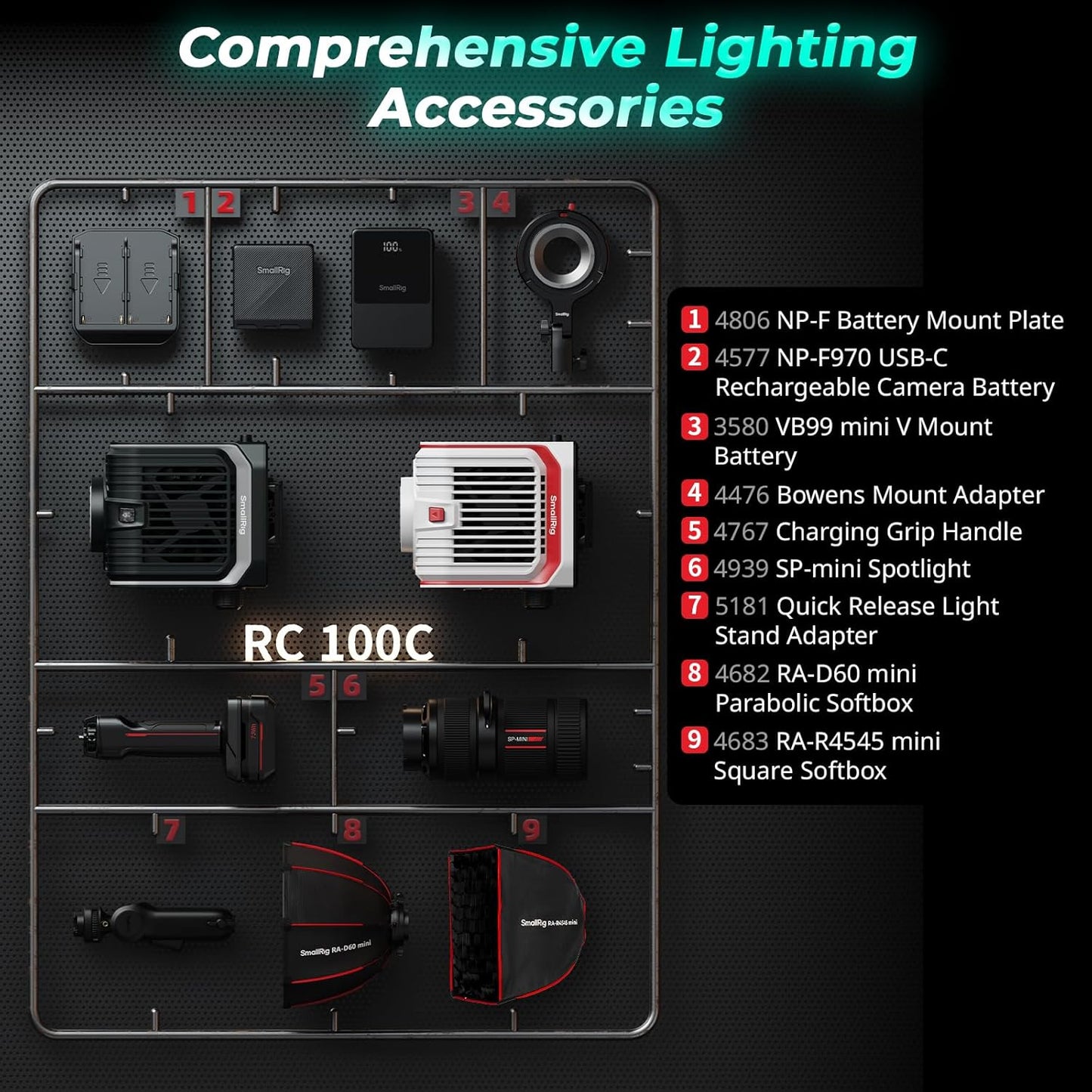 SMALLRIG RC 100C RGBWW LED-Videoleuchte, App,100 W Mini-COB-Dauerlicht
