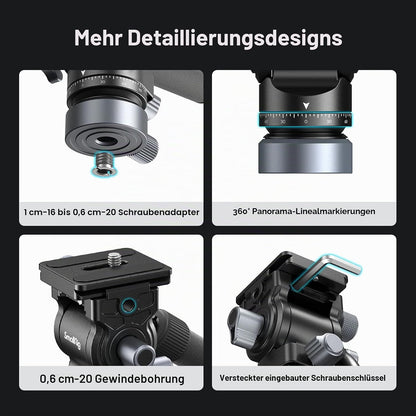 SMALLRIG Stativ Fluid Videokopf Video Head Mount Plate CH20 mit Schnellwechselplatte