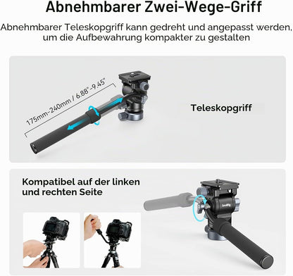 SMALLRIG Stativ Fluid Videokopf Video Head Mount Plate CH20 mit Schnellwechselplatte