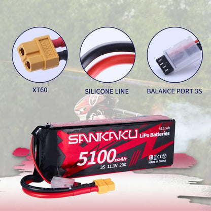 SANKAKU 3S 5100 mAh 11,1 V 20 C LiPo-Akku mit XT60-Stecker
