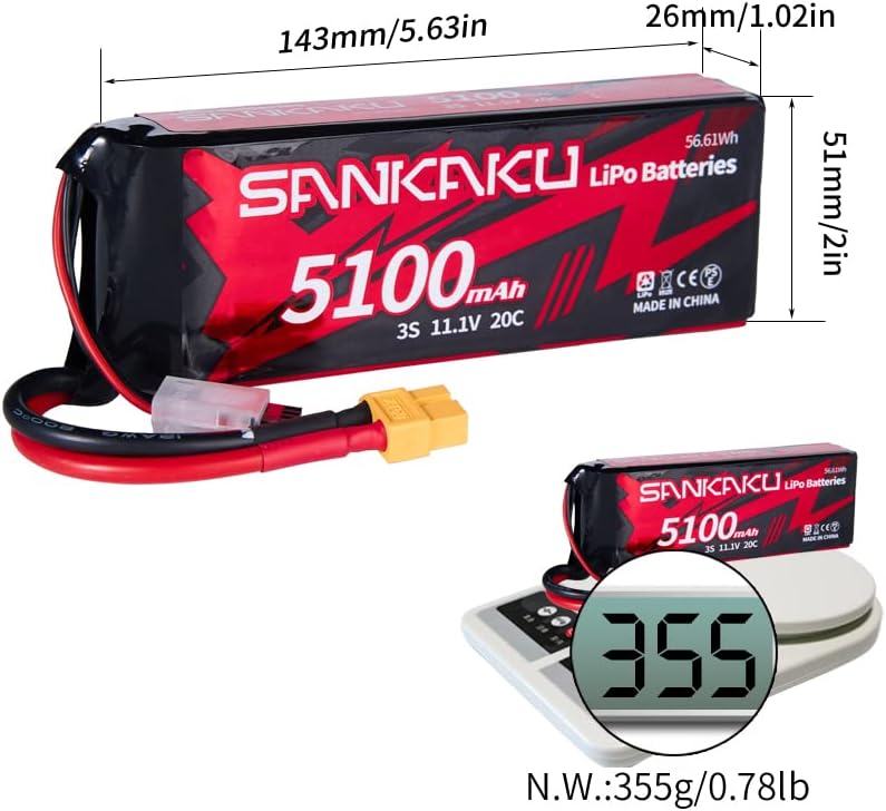 SANKAKU 3S 5100 mAh 11,1 V 20 C LiPo-Akku mit XT60-Stecker