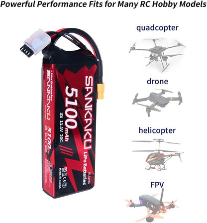 SANKAKU 3S 5100 mAh 11,1 V 20 C LiPo-Akku mit XT60-Stecker