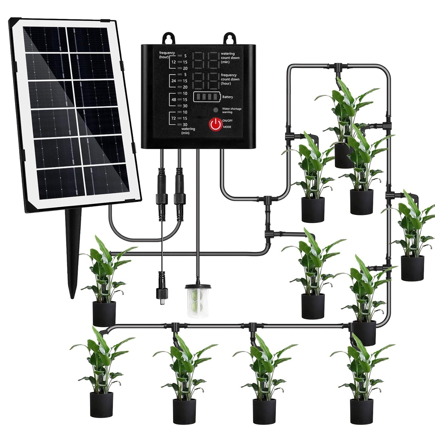 Solar Bewässerungssystem, Garten Tröpfchenbewässerung system mit 12 Timer-Modi