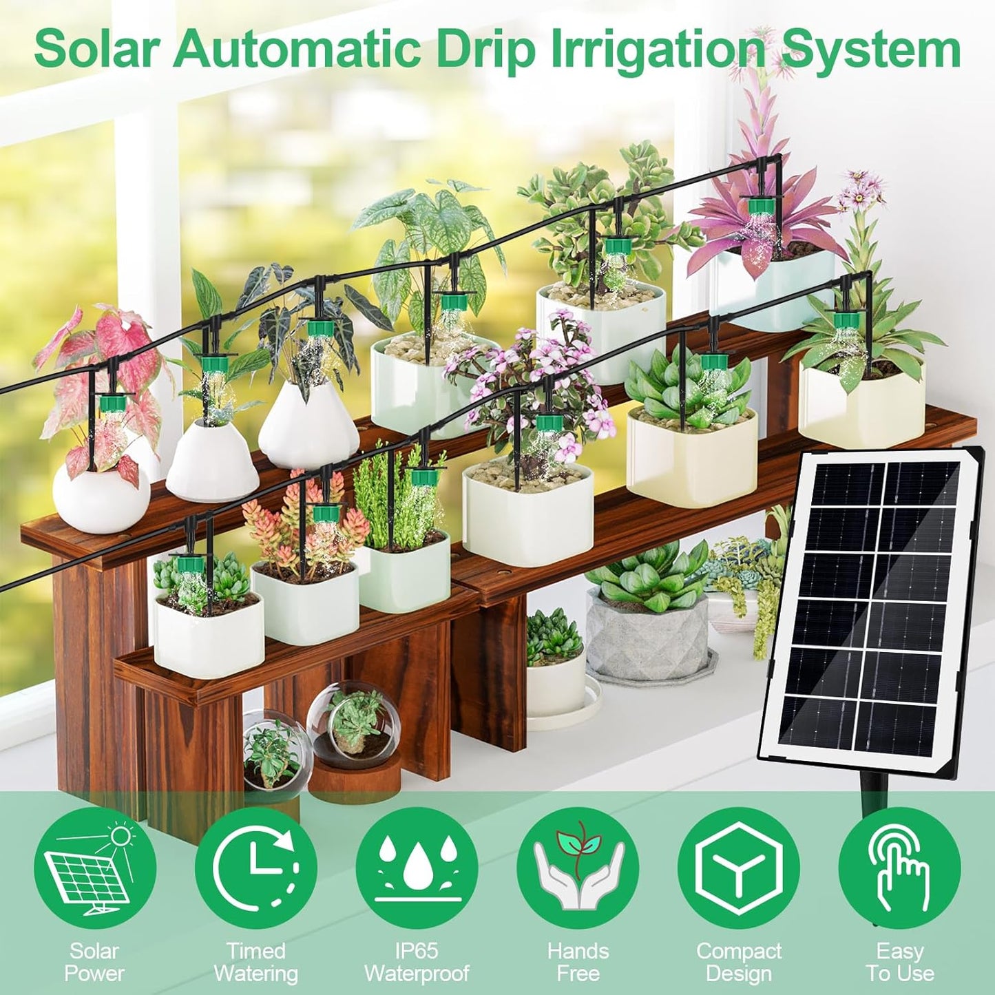 Solar Bewässerungssystem, Garten Tröpfchenbewässerung system mit 12 Timer-Modi