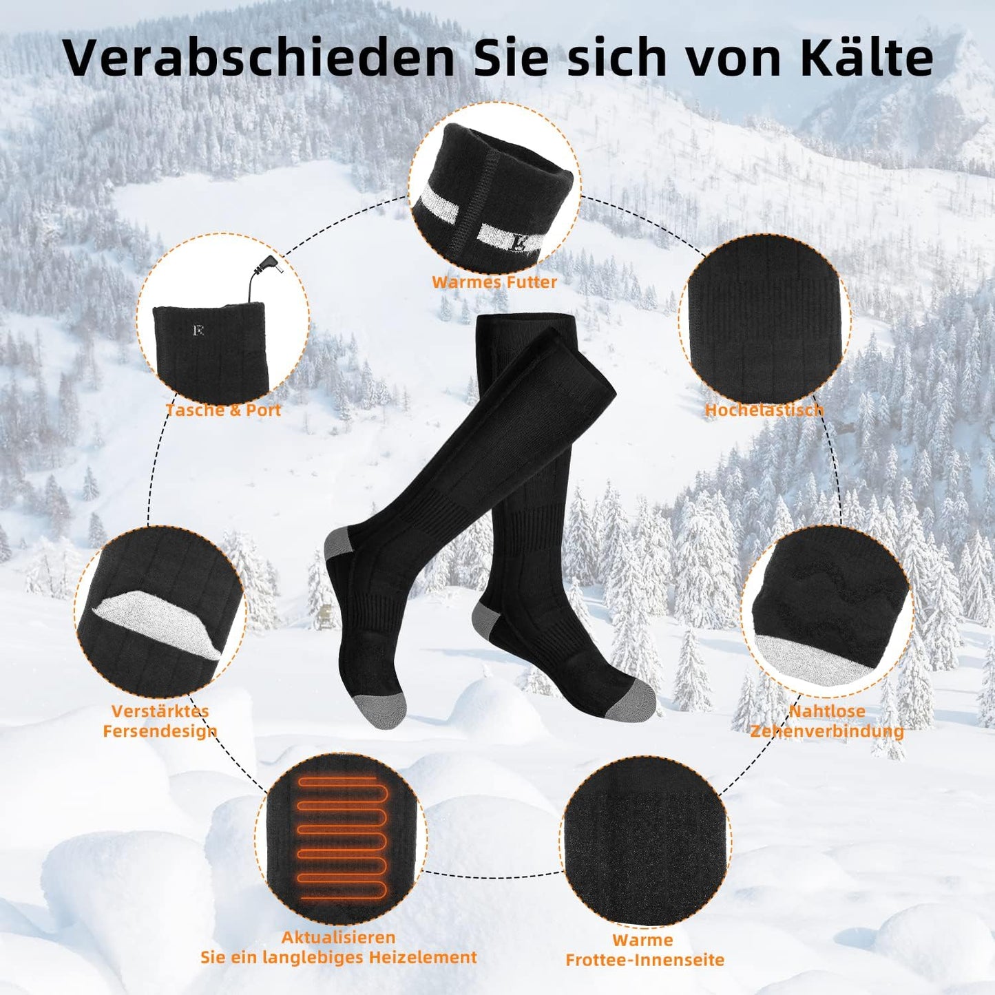 Beheizbare Socken Damen Herren 4000mAh Beheizte Socken,Elektrische Warme Socken