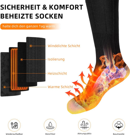 Beheizbare Socken Damen Herren 4000mAh Beheizte Socken,Elektrische Warme Socken