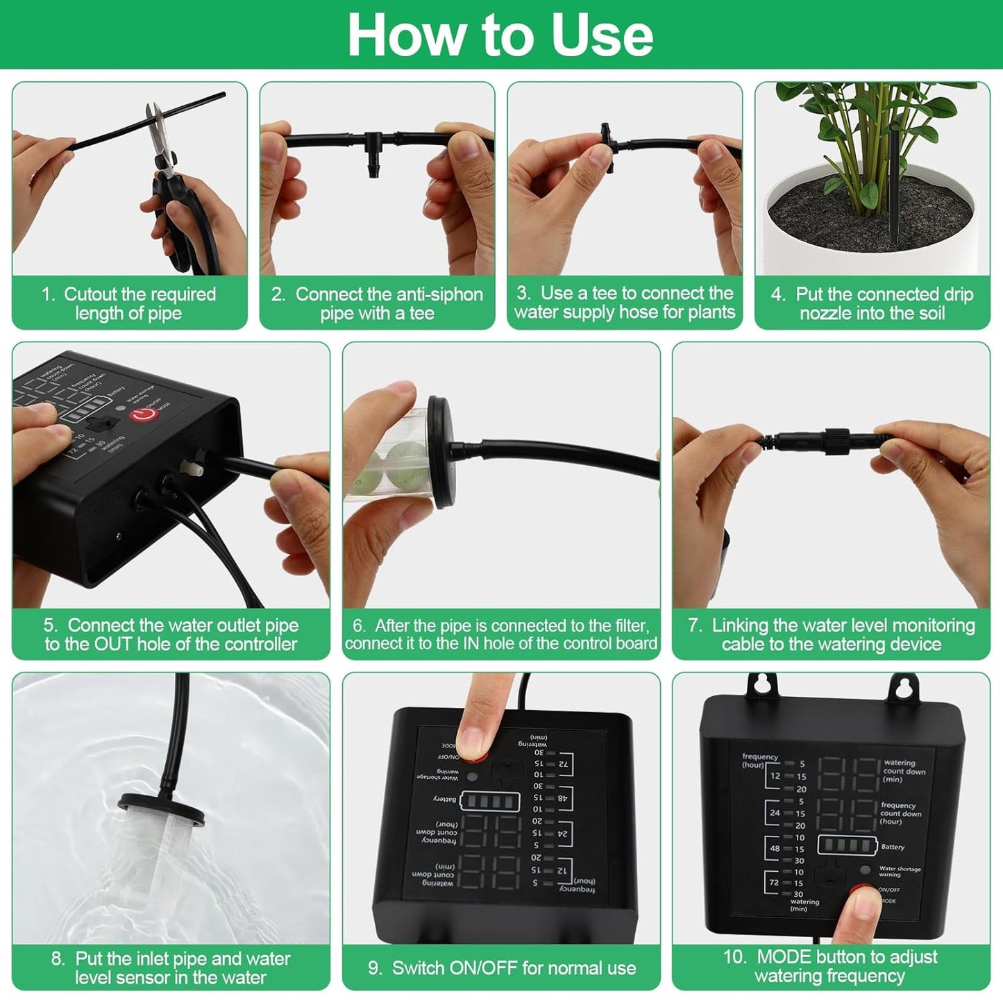 Solar Bewässerungssystem, Garten Tröpfchenbewässerung system mit 12 Timer-Modi