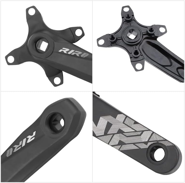 splumzer VTT 170 mm Quadratische Kurbelgarnitur avec 104 BCD 32/34/36/38T Kettenblatt, Aluminiumlegierung VTT Kurbel Schmal Breit CNC Runde Kettenblattschrauben (Nur Kurbelgarnitur)