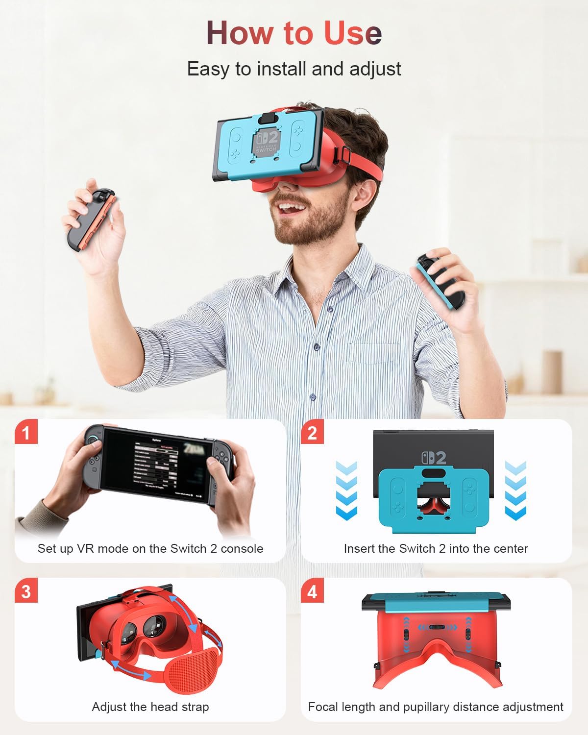 STARTRC GAMES VR Headset für Nintendo Switch 2 mit verstellbaren HD-Linsen
