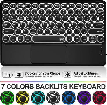 Sross-TEC Tastatur mit Touchpad und Displayschutzfolie für iPad 10.2 2020 (8. Generation)/iPad 10.2 2019 (7. Generation)/iPad Air 3/iPad Pro 10.5, [QWERTY-Englisch] Schwarz