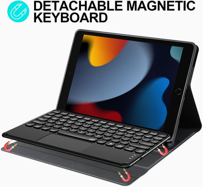 Sross-TEC Tastatur mit Touchpad und Displayschutzfolie für iPad 10.2 2020 (8. Generation)/iPad 10.2 2019 (7. Generation)/iPad Air 3/iPad Pro 10.5, [QWERTY-Englisch] Schwarz