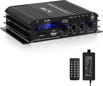S-299 4.1-Kanal HiFi Verstärker, RMS 40Wx4+50W Bluetooth Mini Audio Verstärker Max. 800W Leistung