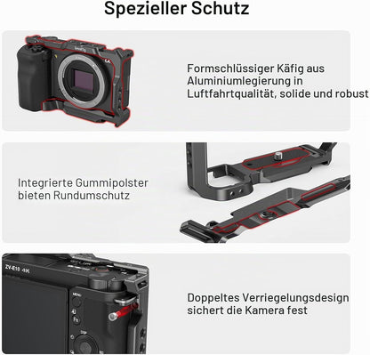 SMALLRIG ZV-E10 Käfig mit Griff und integrierter Schnellwechselplatte für Arca Swiss
