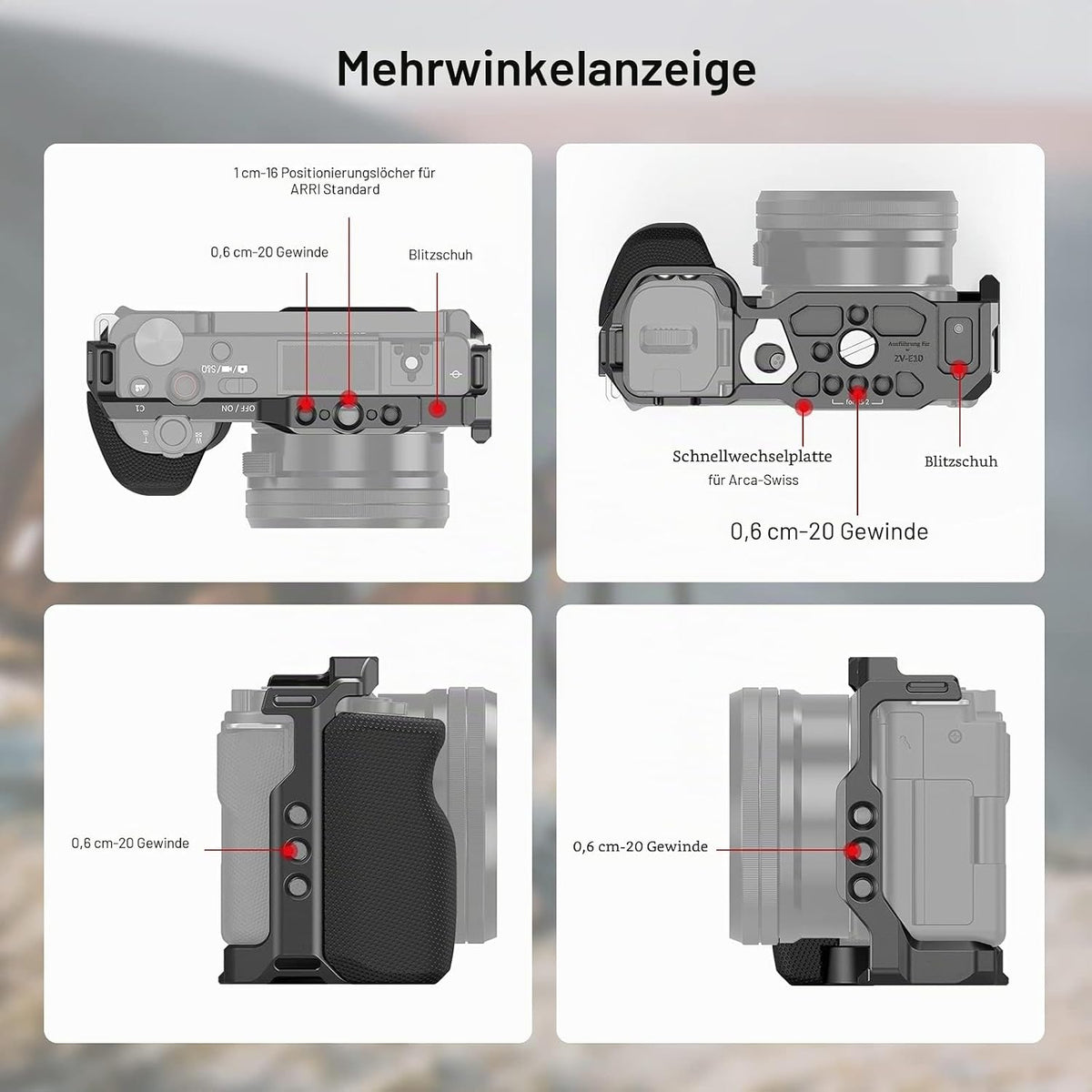 SMALLRIG ZV-E10 Käfig mit Griff und integrierter Schnellwechselplatte für Arca Swiss