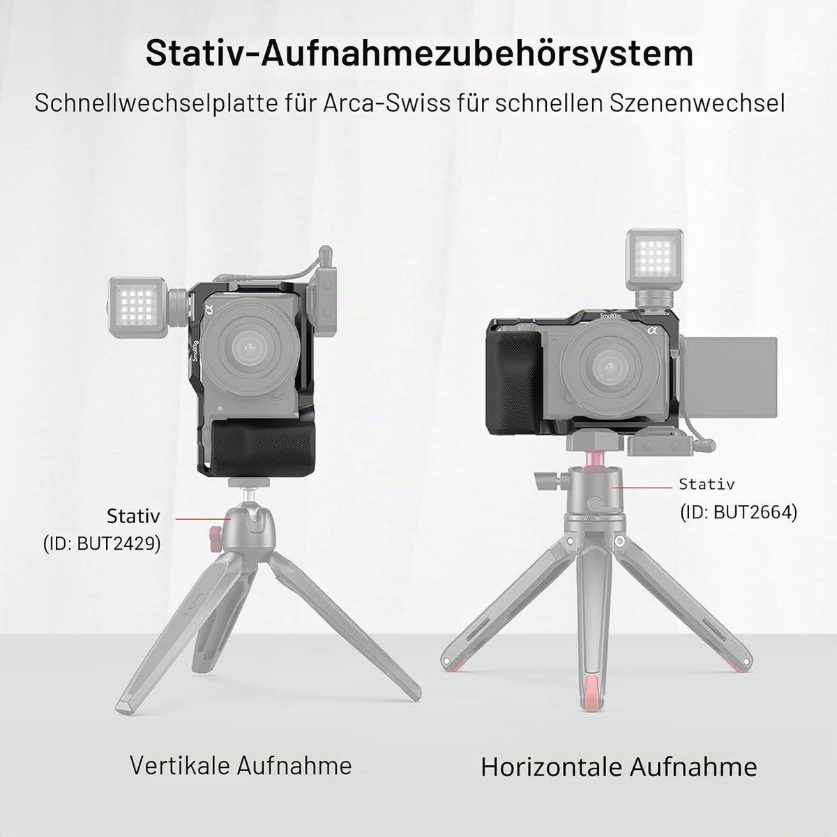 SMALLRIG ZV-E10 Käfig mit Griff und integrierter Schnellwechselplatte für Arca Swiss