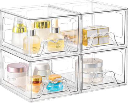 Stebopum Acryl Kosmetik Organizer,Stapelbare Schubladenbox (4 in pack)
