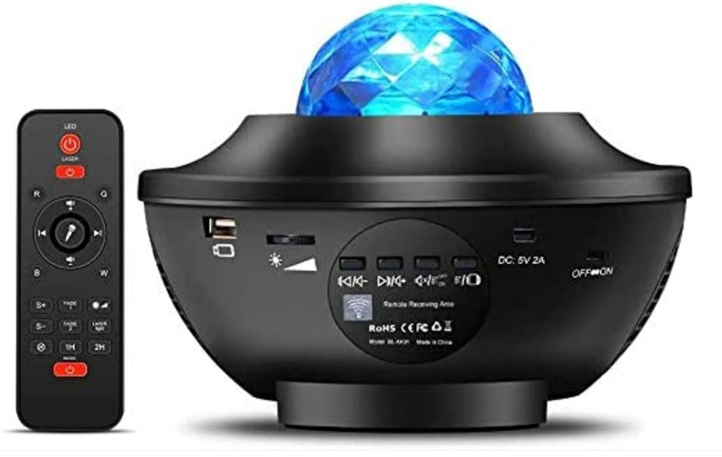 LED Projektor Sternenhimmel Lampe, Kinder Nachtlicht Baby Sterne Lampe,Farbwechsel Musikspieler mit Fernbedienung &Bluetooth&Timer,für Kinder Erwachsene Zimmer Dekoration