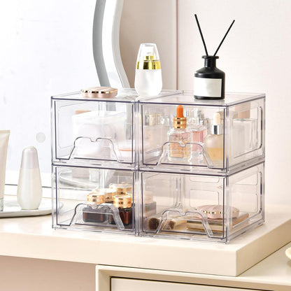 Stebopum Acryl Kosmetik Organizer,Stapelbare Schubladenbox (4 in pack)