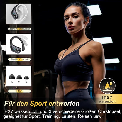STECEi Kopfhörer Sport,Bluetooth 5.4 mit HD Mic, 75Std Schwarz