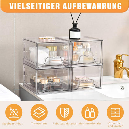 Stebopum Acryl Kosmetik Organizer,Stapelbare Schubladenbox (4 in pack)