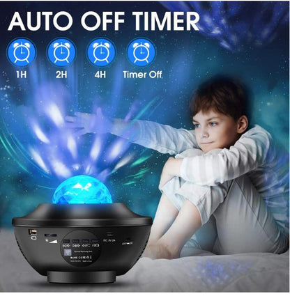 LED Projektor Sternenhimmel Lampe, Kinder Nachtlicht Baby Sterne Lampe,Farbwechsel Musikspieler mit Fernbedienung &Bluetooth&Timer,für Kinder Erwachsene Zimmer Dekoration