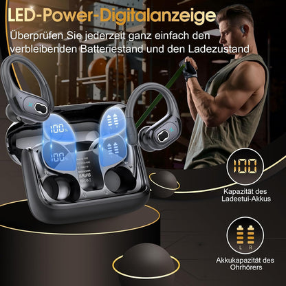 STECEi Kopfhörer Sport,Bluetooth 5.4 mit HD Mic, 75Std Schwarz
