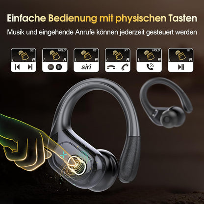 STECEi Kopfhörer Sport,Bluetooth 5.4 mit HD Mic, 75Std Schwarz