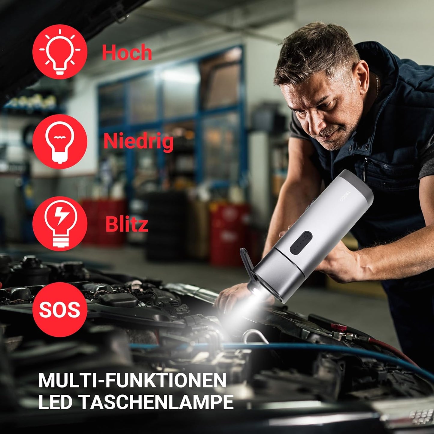 Starthilfe Powerbank avec Powerbank Jumpstarter, 12V-500A Spitzenstrom, 38,4Wh